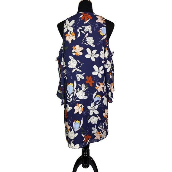 PARKER  Woman Moondance Floral V-Neck Cold‎ Shoulder Ruffle Bell Sleeve Dress S - Picture 6 of 11